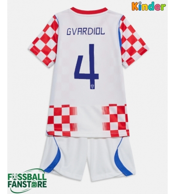 Kroatien Josko Gvardiol #4 Replik Heimtrikot Kinder WM 2026 Kurzarm (+ Kurze Hosen)